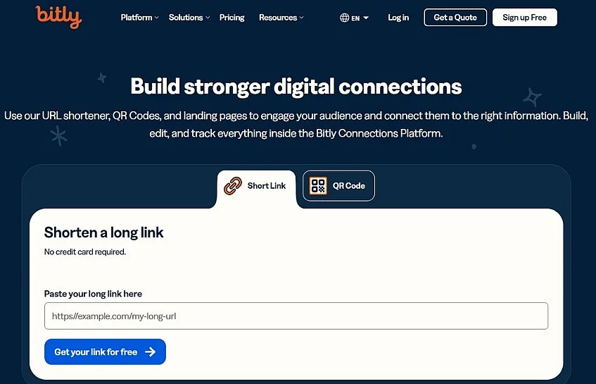 Screenshot of the Bitly URL shortener Image: Screenshot of the Bitly URL shortener