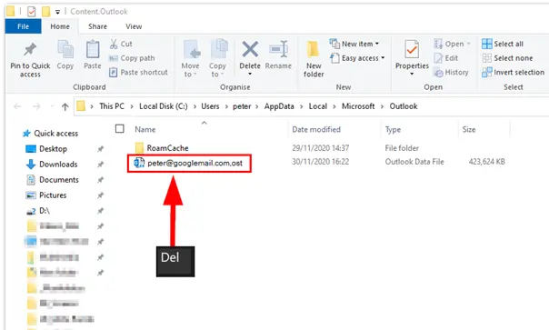 Outlook cache: Deleting the OST file Image: Outlook cache: Deleting the OST file