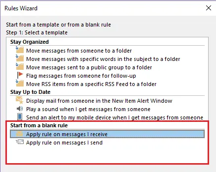 Outlook Rules Wizard Image: Outlook Rules Wizard
