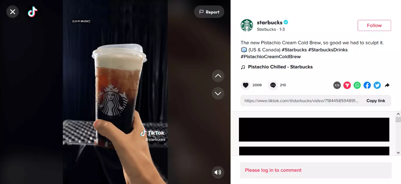 Image: A screenshot of a TikTok post from Starbucks.
