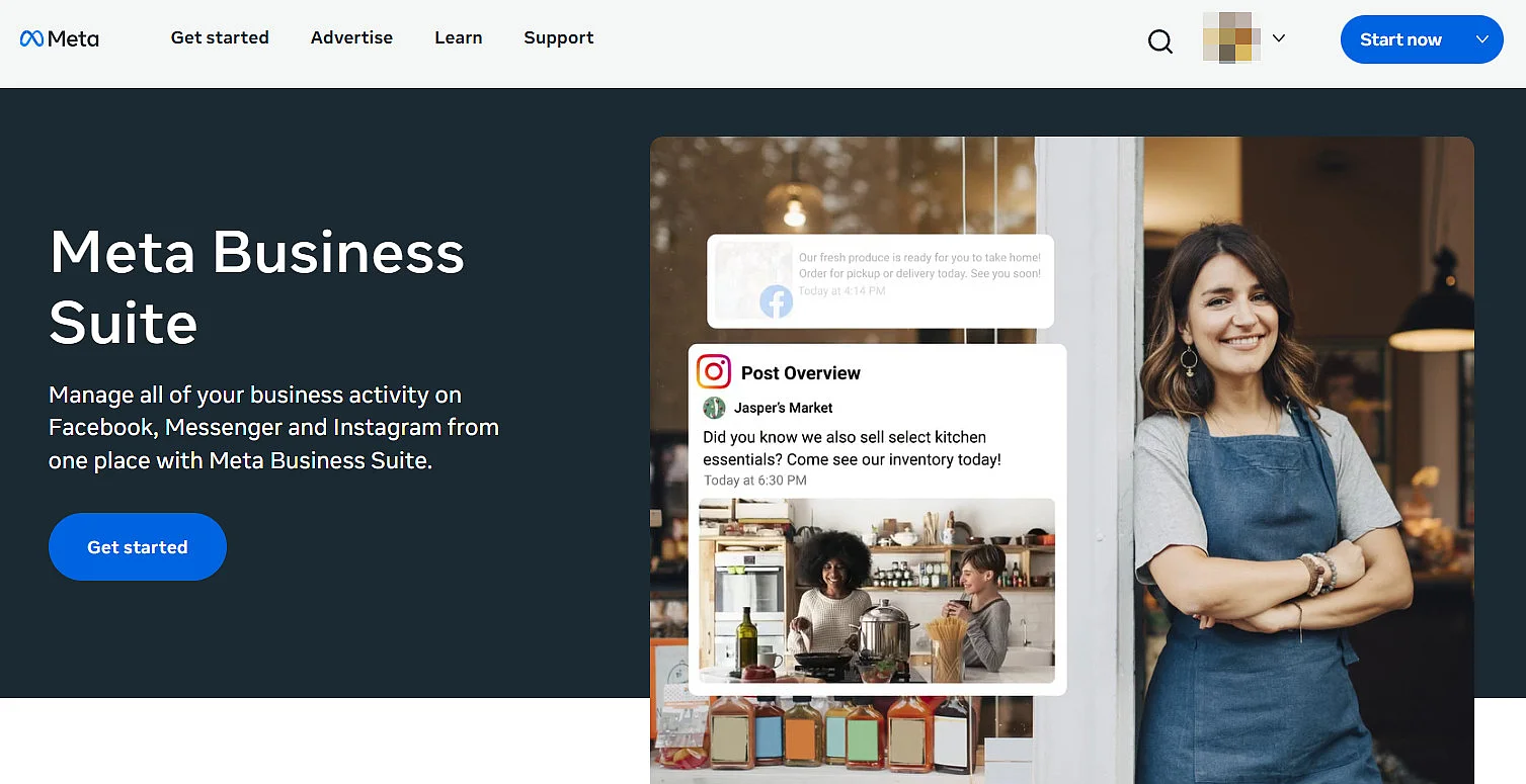 The Meta Business Suite homepage Image: The Meta Business Suite homepage