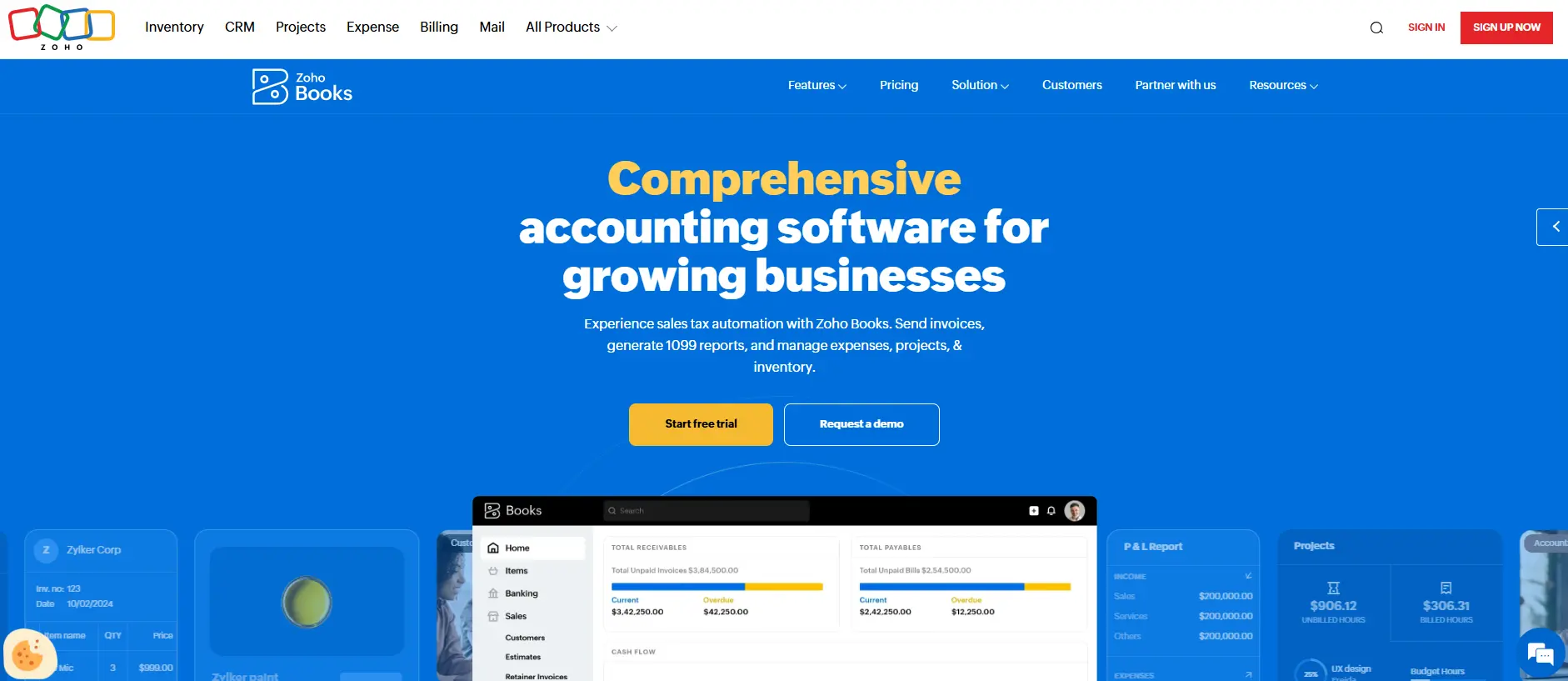 Image: Zoho Books website