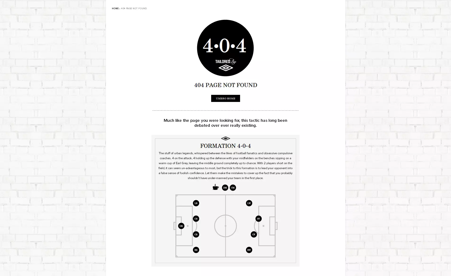Image: 404 page for Umbro