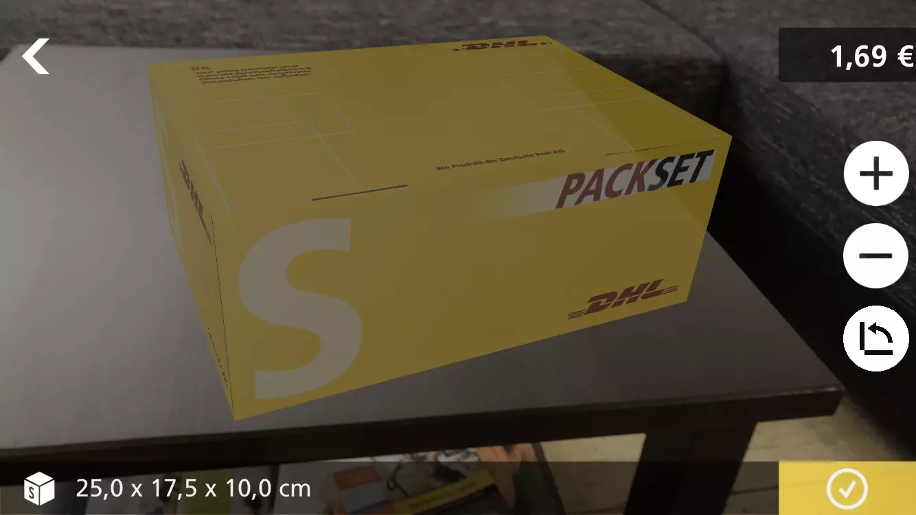 Image: DHL Packset app: Virtual Packset box "S"