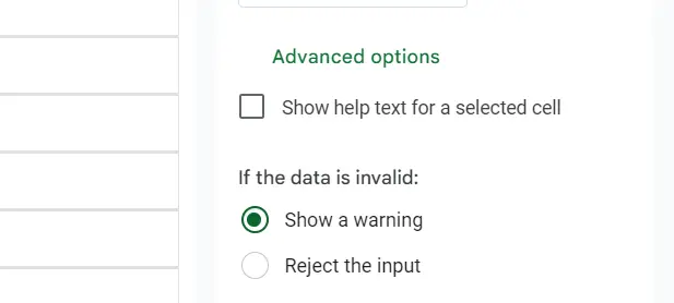Image: Google Sheets: Activate a warning for drop-down lists
