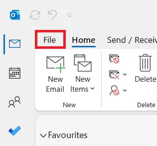 Outlook menu Image: Outlook menu