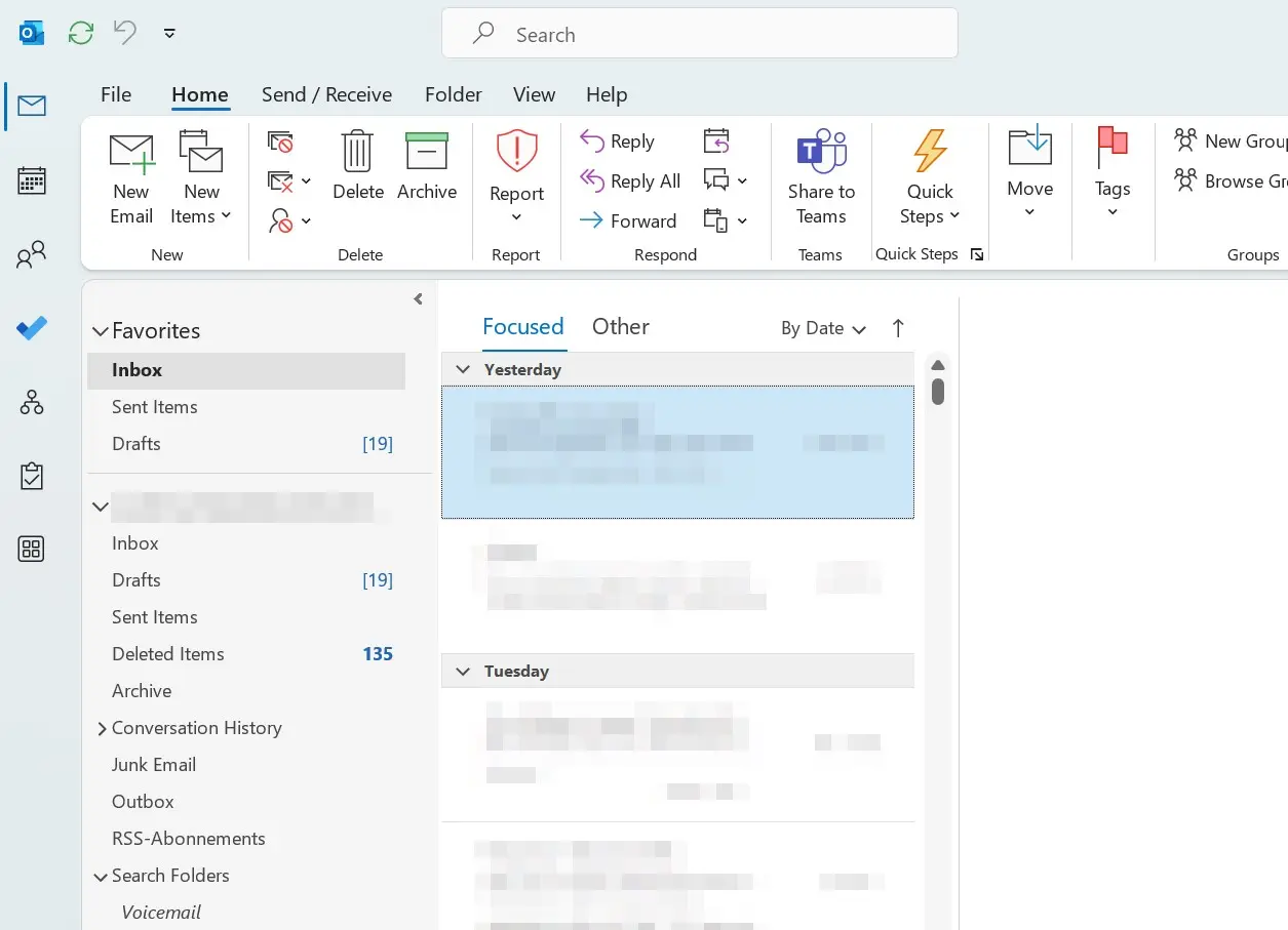 Screenshot of Microsoft Outlook Image: Screenshot of Microsoft Outlook