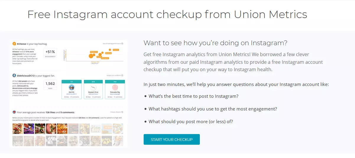 Website for a free Instagram account checkup