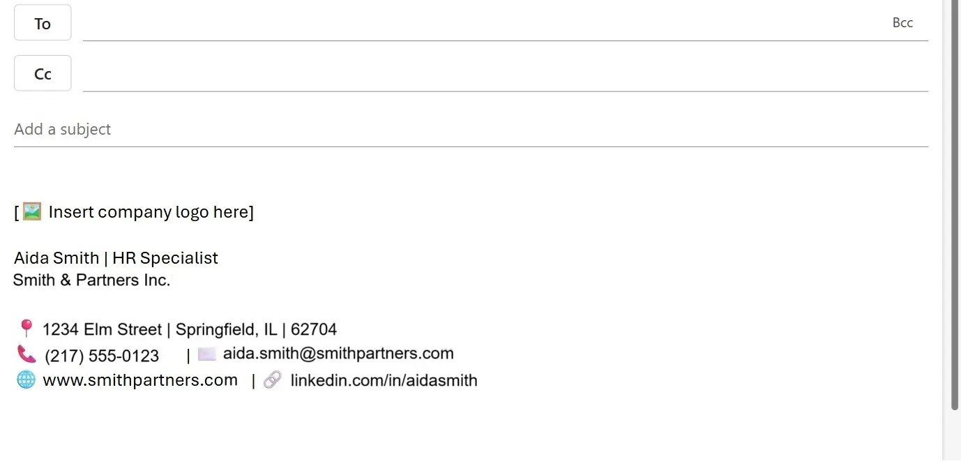Image: Professional email signature: Example of good design