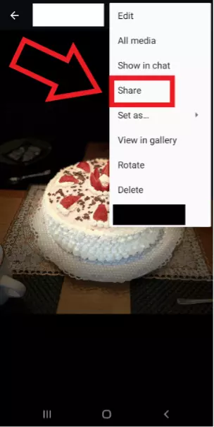 Image: Android screenshot with “Share” option