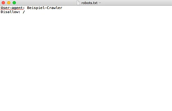 Screenshot of a robots.txt file that excludes a specific crawler Image: Screenshot of a robots.txt file that excludes a specific crawler