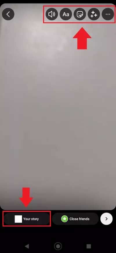 Image: Screenshot of features available after you’ve taken a photo
