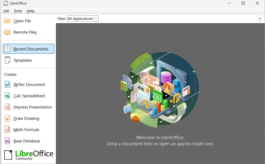 Image: LibreOffice: Start menu