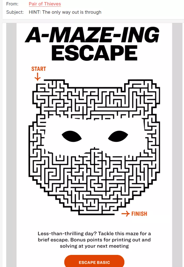 Example of a newsletter with interactive content from the Pair of Thieves Image: Example of a newsletter with interactive content from the Pair of Thieves