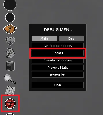 Project Zomboid: Cheat code input in the debug menu Image: Project Zomboid: Cheat code input in the debug menu