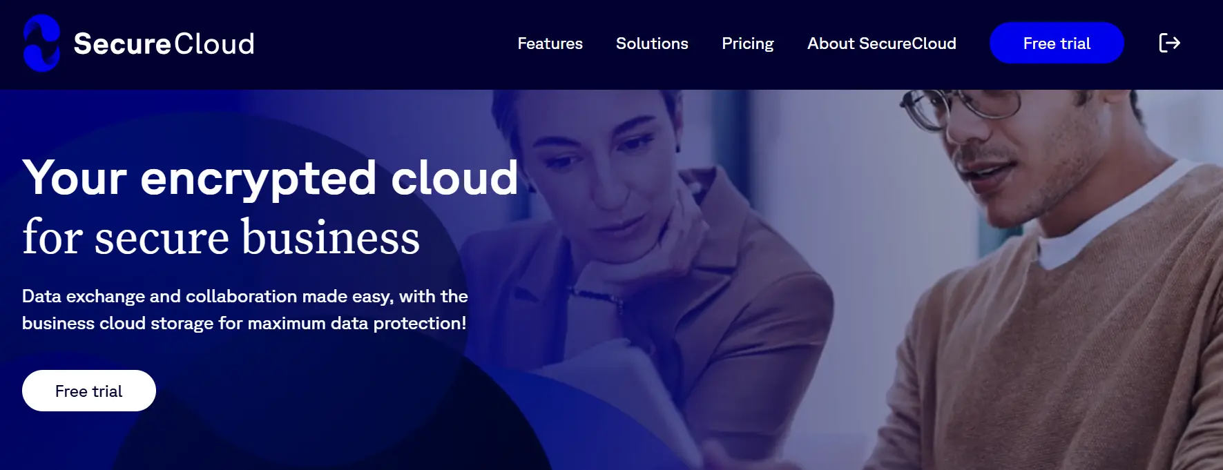 Website of the German cloud solution SecureCloud Image: Website of the German cloud solution SecureCloud