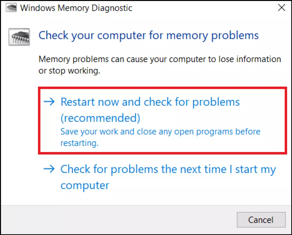 Image: The “Memory Diagnostics” tool in Windows