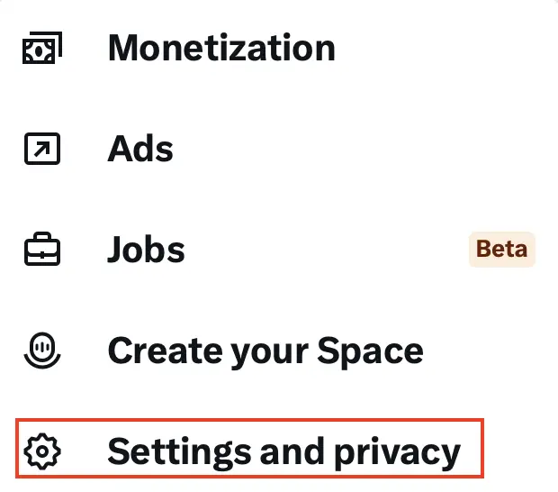 Image: Twitter: “Settings and privacy”
