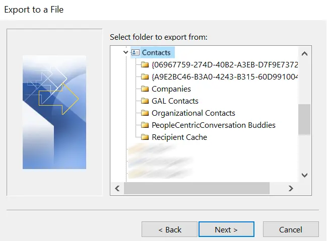 Image: Folder overview in Outlook 365