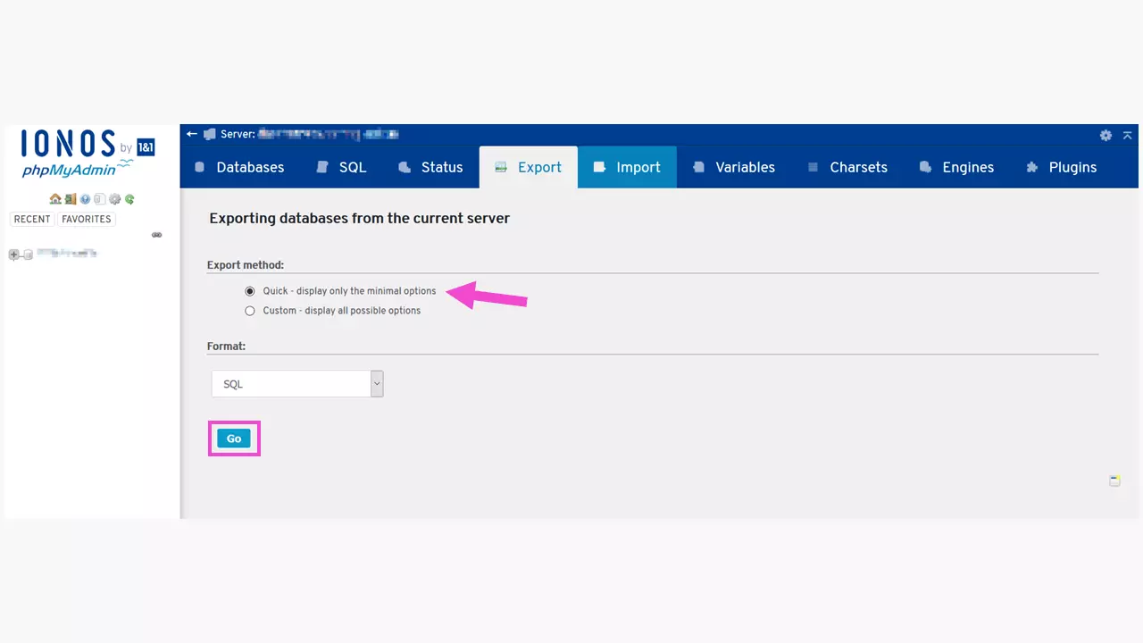 WordPress staging – first step: Back up the existing database