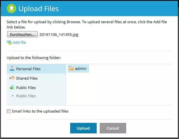Image: Plesk upload menu