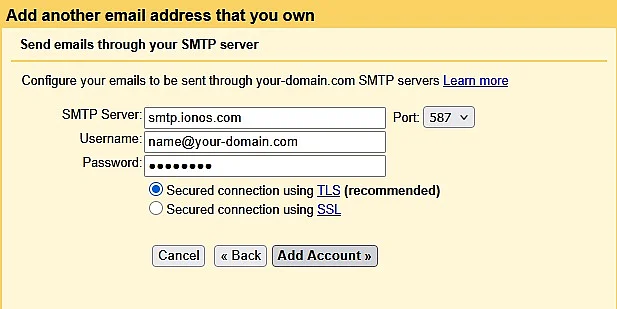 Configure SMTP server in Gmail Image: Configure SMTP server in Gmail