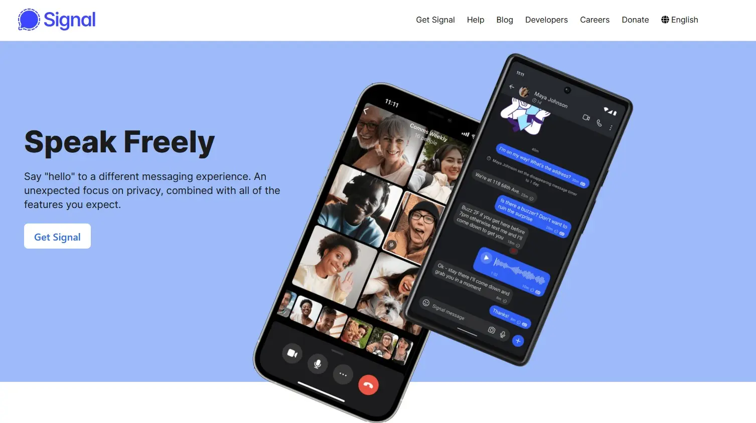 Signal messenger website Image: Signal messenger website