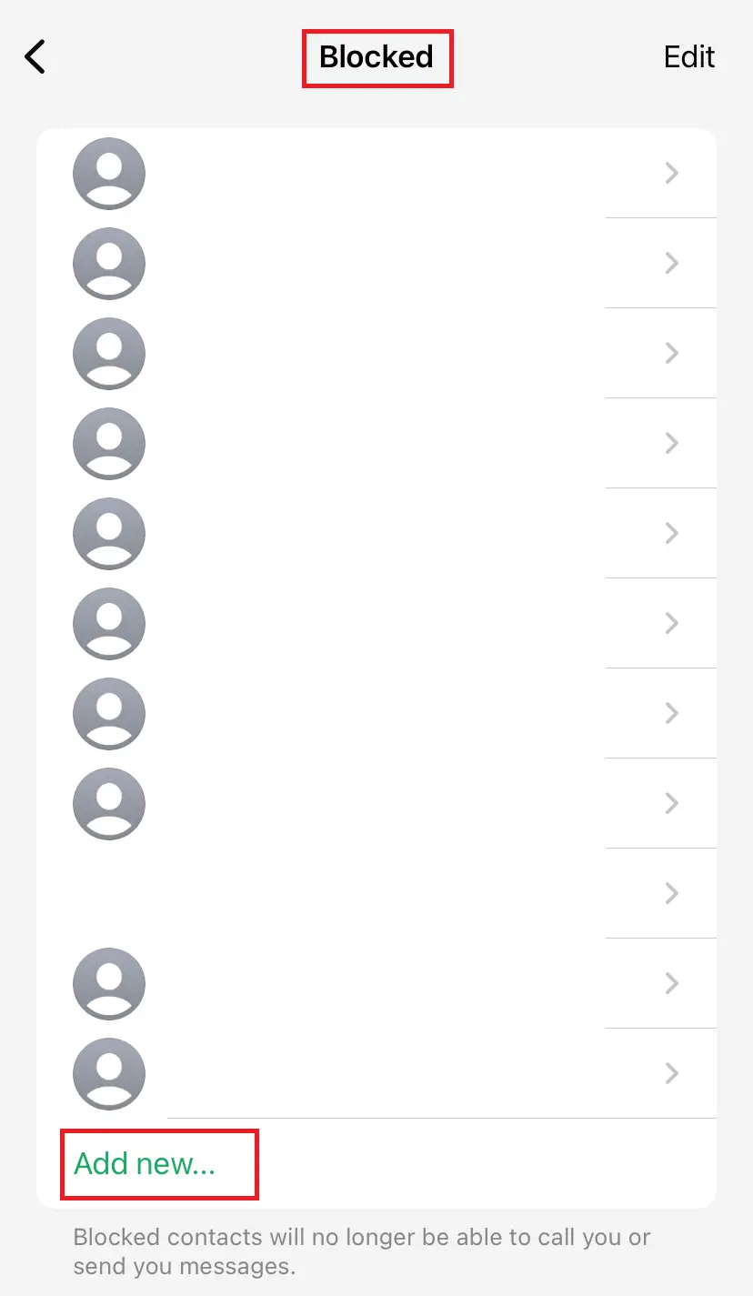 Image: WhatsApp menu “Blocked”
