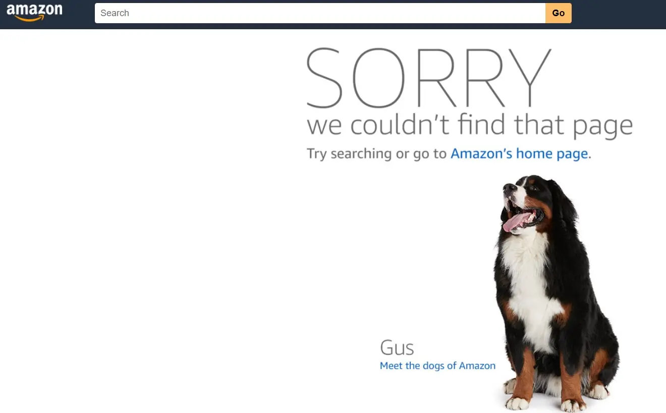 Image: 404 page for Amazon