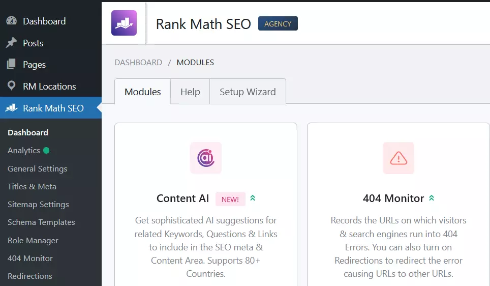 Screenshot of Rank Math SEO in WordPress Image: Screenshot of Rank Math SEO in WordPress