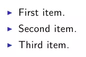 List with triangular bullet points