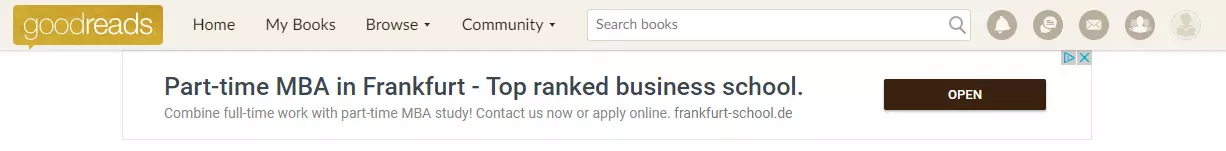 Image showing a Frankfurt School advertising banner on goodreads.com