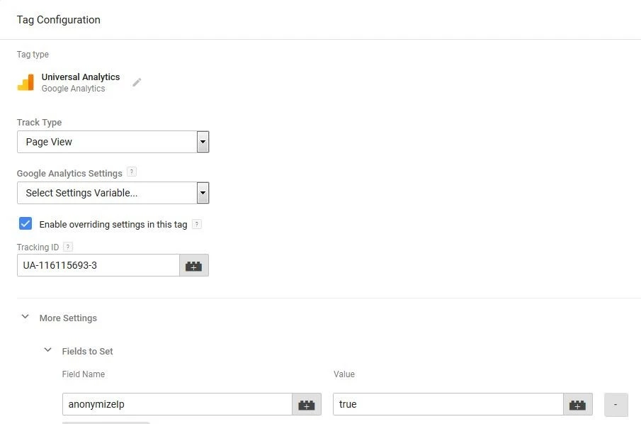 Universal Analytics tag in GTM