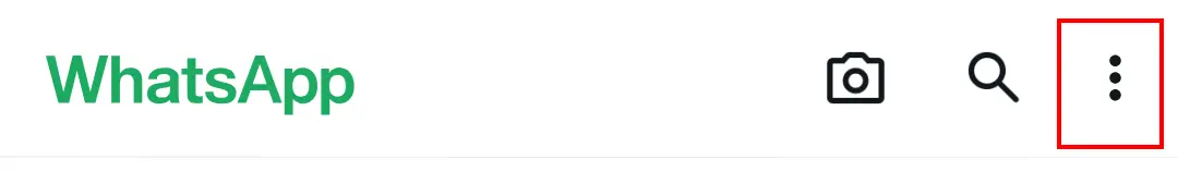 WhatsApp menu with the three-dot symbol in the top right for “More options.” Image: WhatsApp menu with the three-dot symbol in the top right for “More options.”