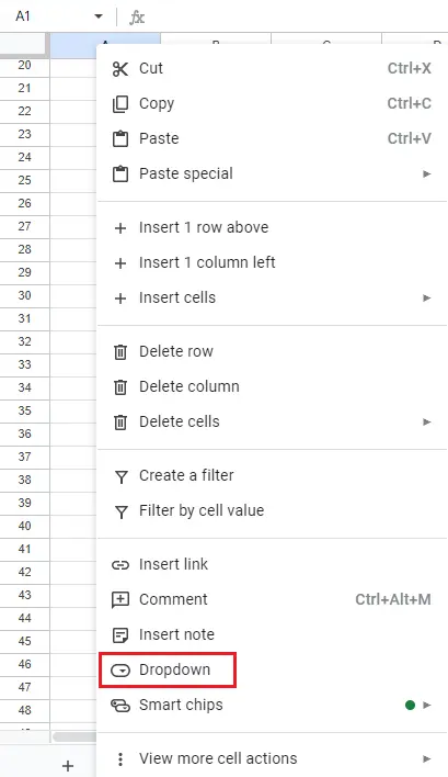 Edit Google Sheets drop down list with right-click Image: Edit Google Sheets drop down list with right-click