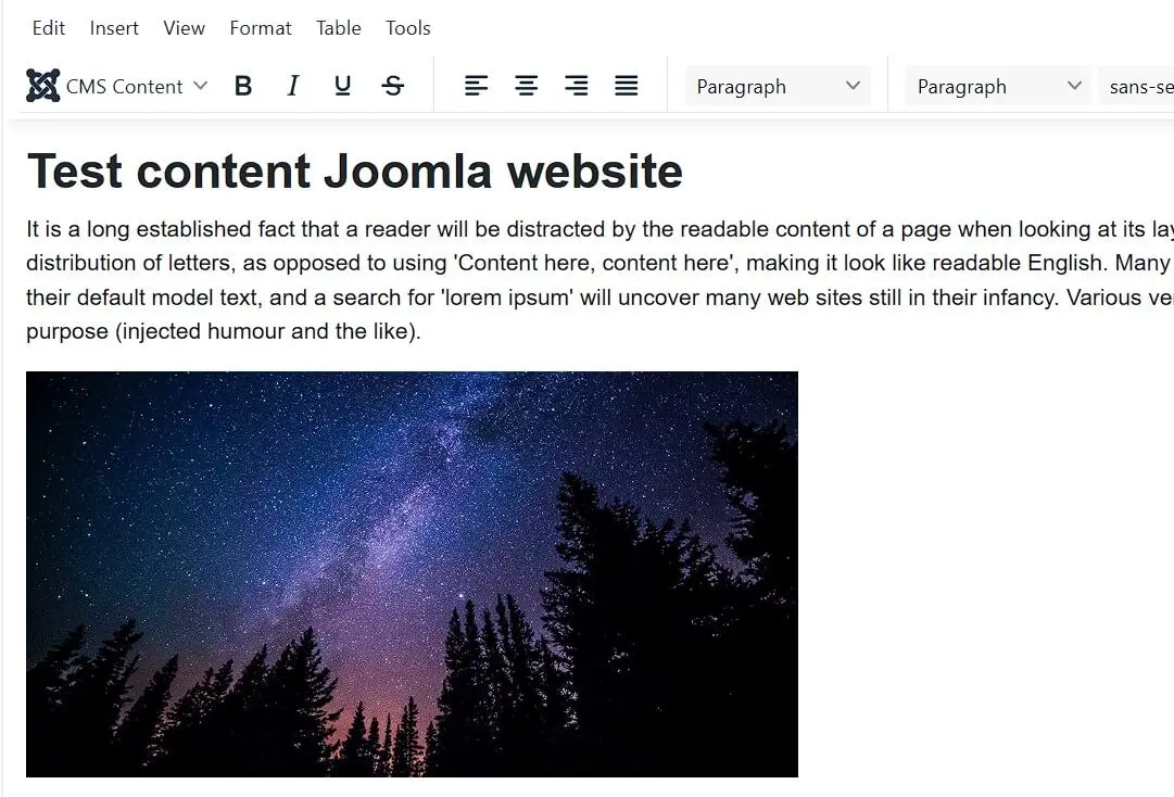 Joomla article with sample image Image: Joomla article with sample image