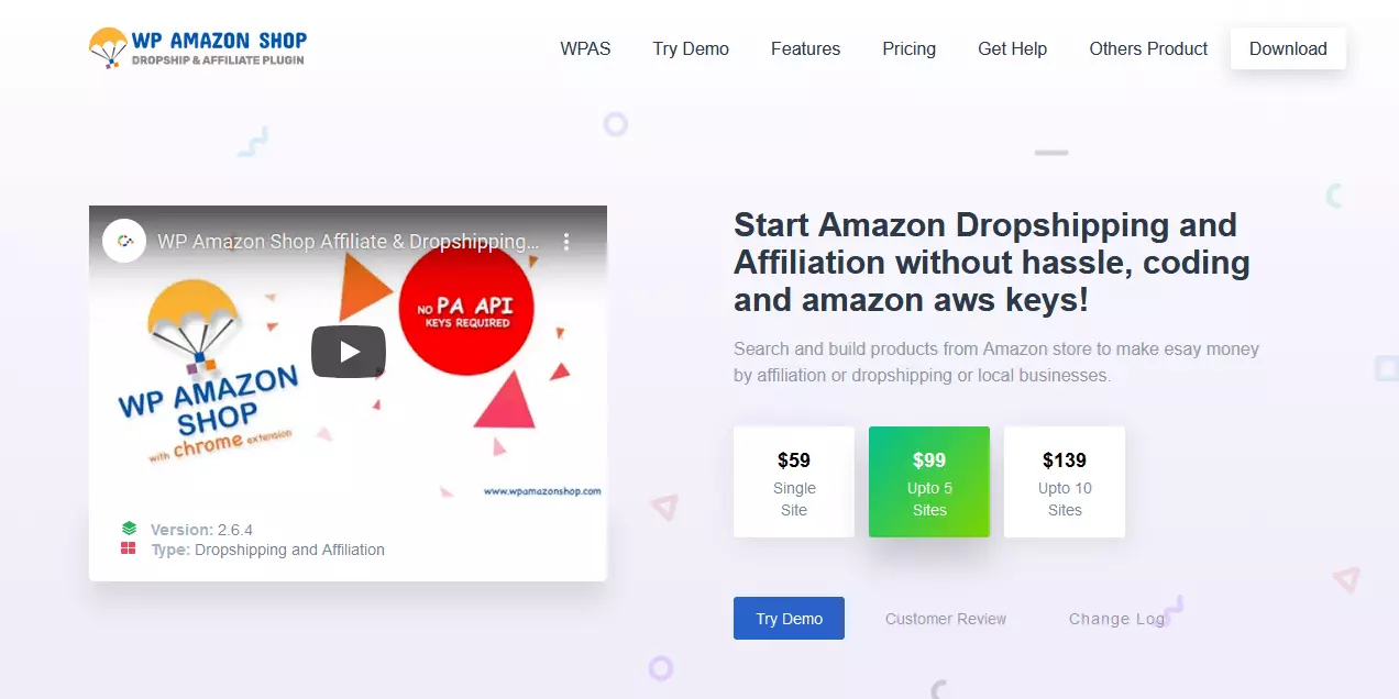 Image: Screenshot of WP Amazon Shop website