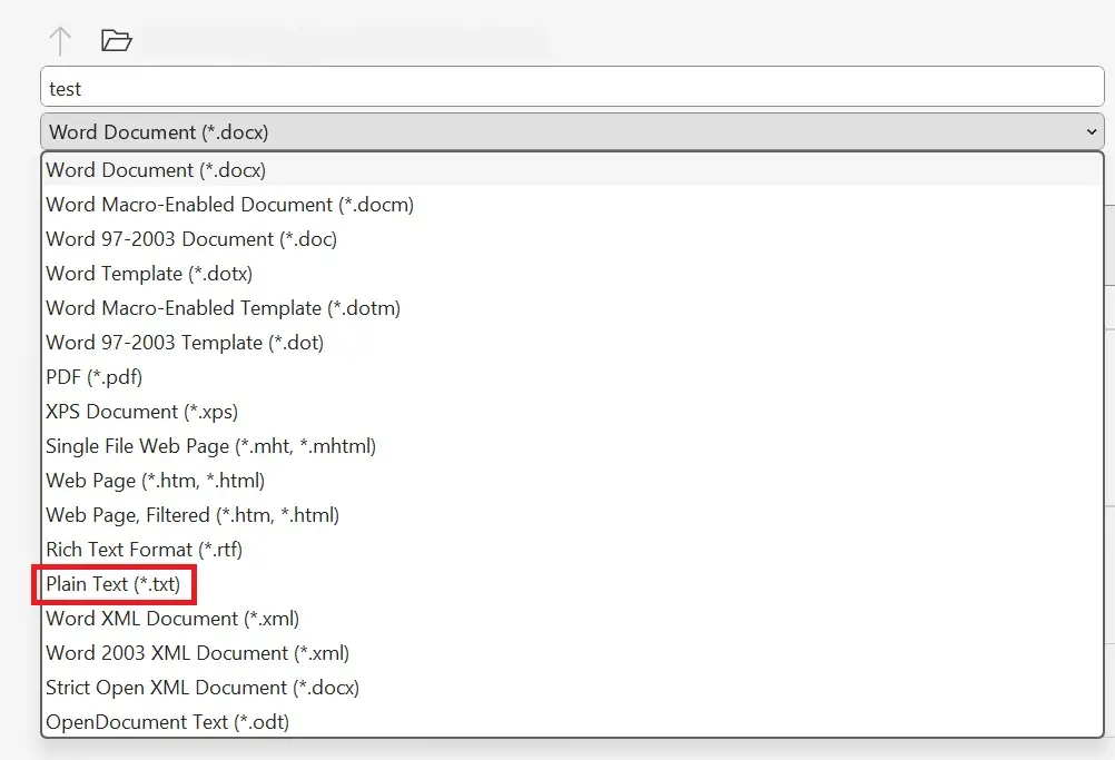 Screenshot: Saving document in Word Image: Screenshot: Saving document in Word