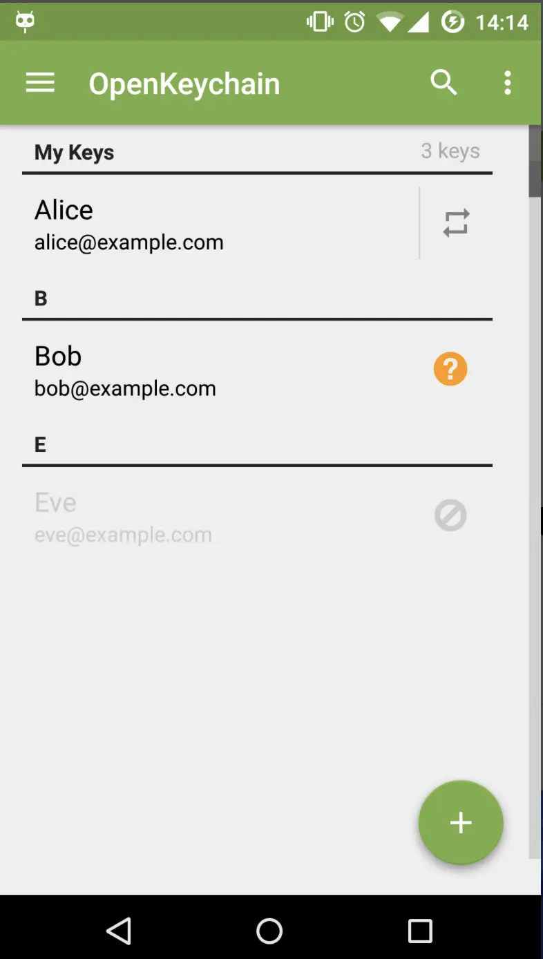 Image: Screenshot of the Android app Easy PGP