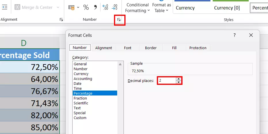 Excel percentage calculation: Formatting decimal places Excel percentage calculation: Formatting decimal places