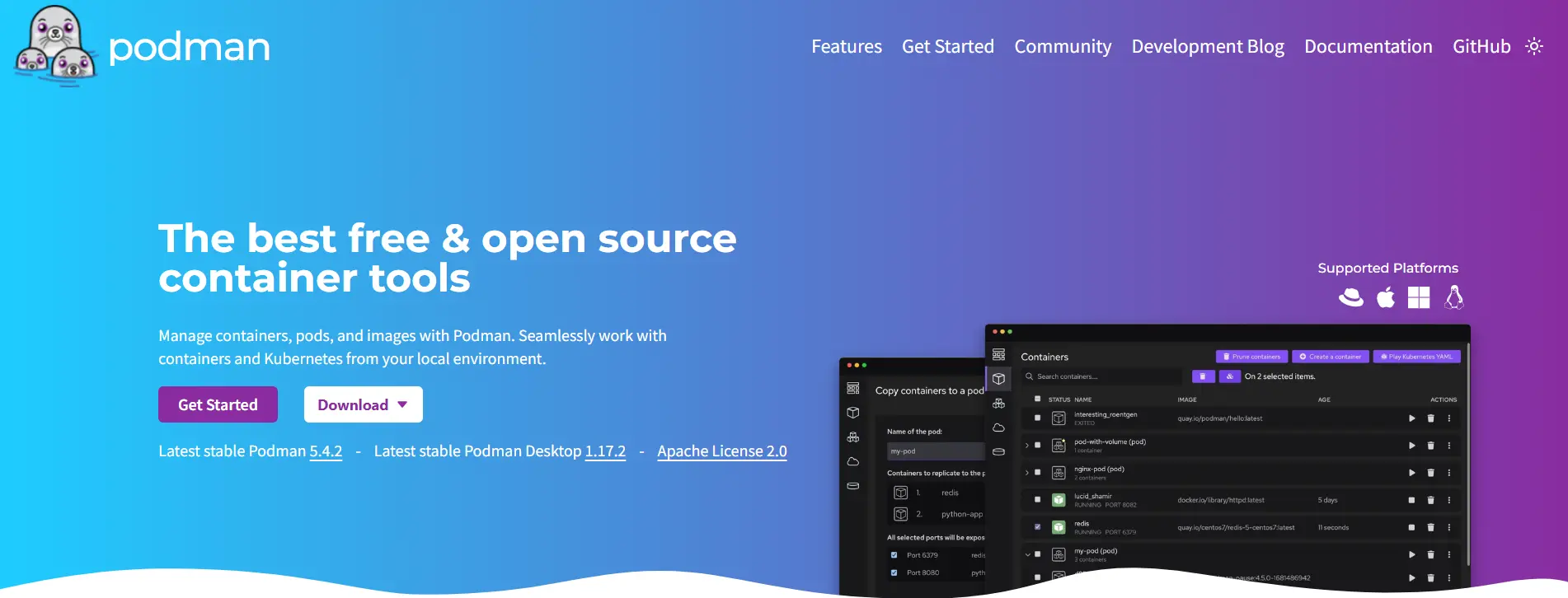 Image: Podman Homepage