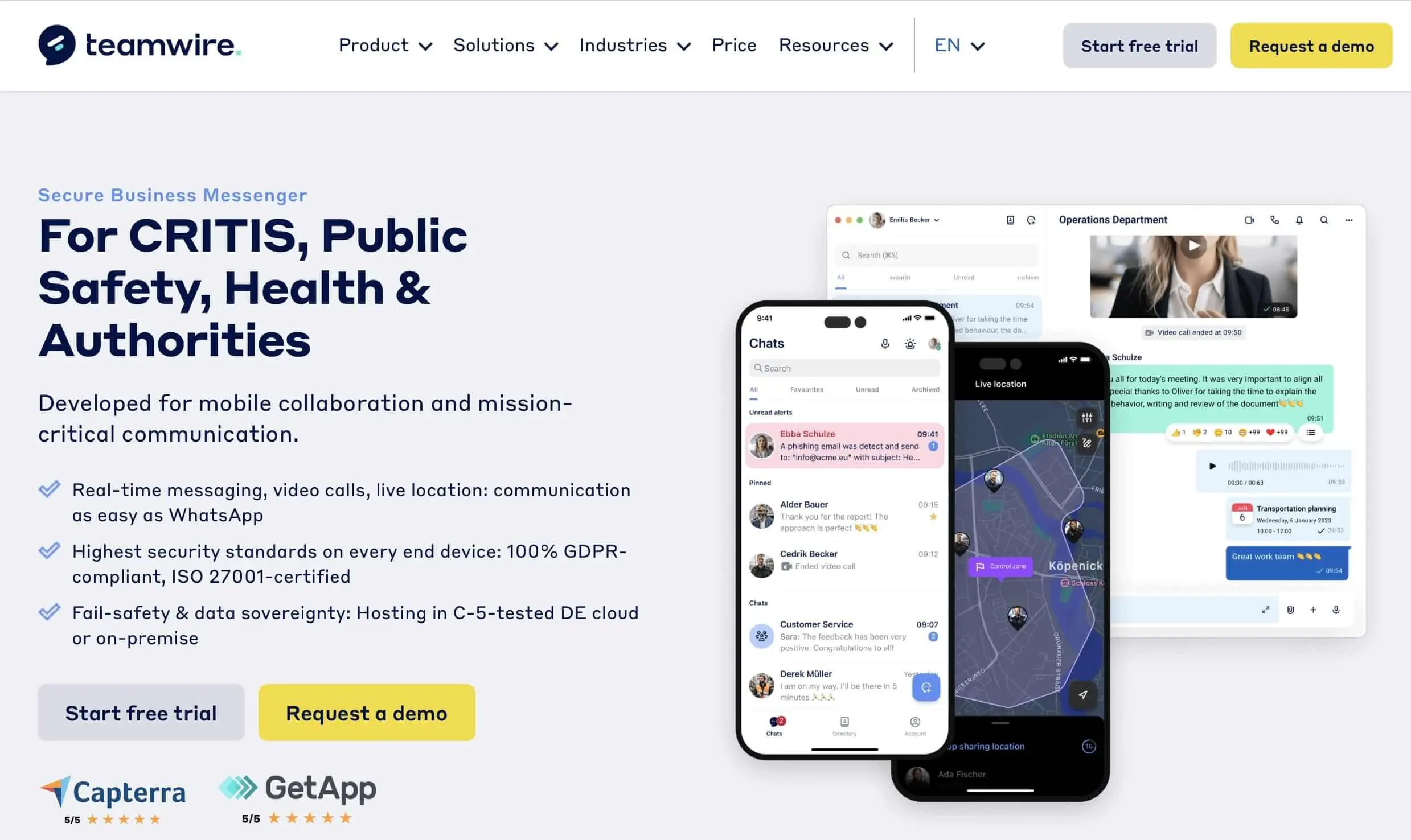 Image: Screenshot of the Teamwire website