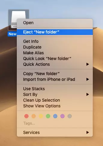 Context menu of image file