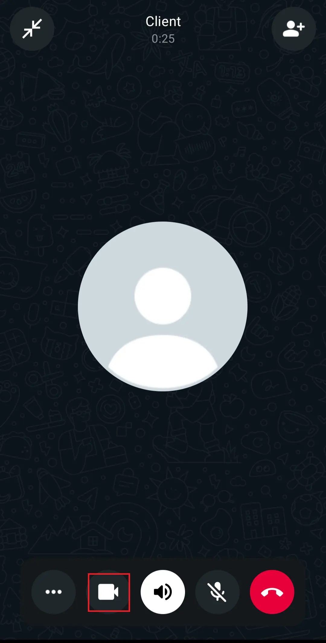 Image: WhatsApp: Camera icon to switch to a video call