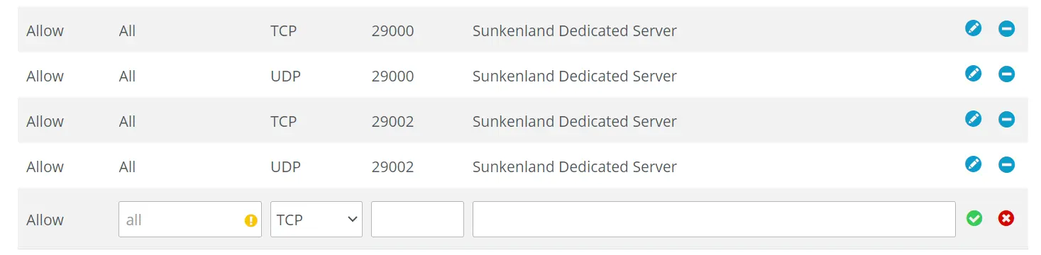 Image: IONOS customer account: Sunkenland server ports