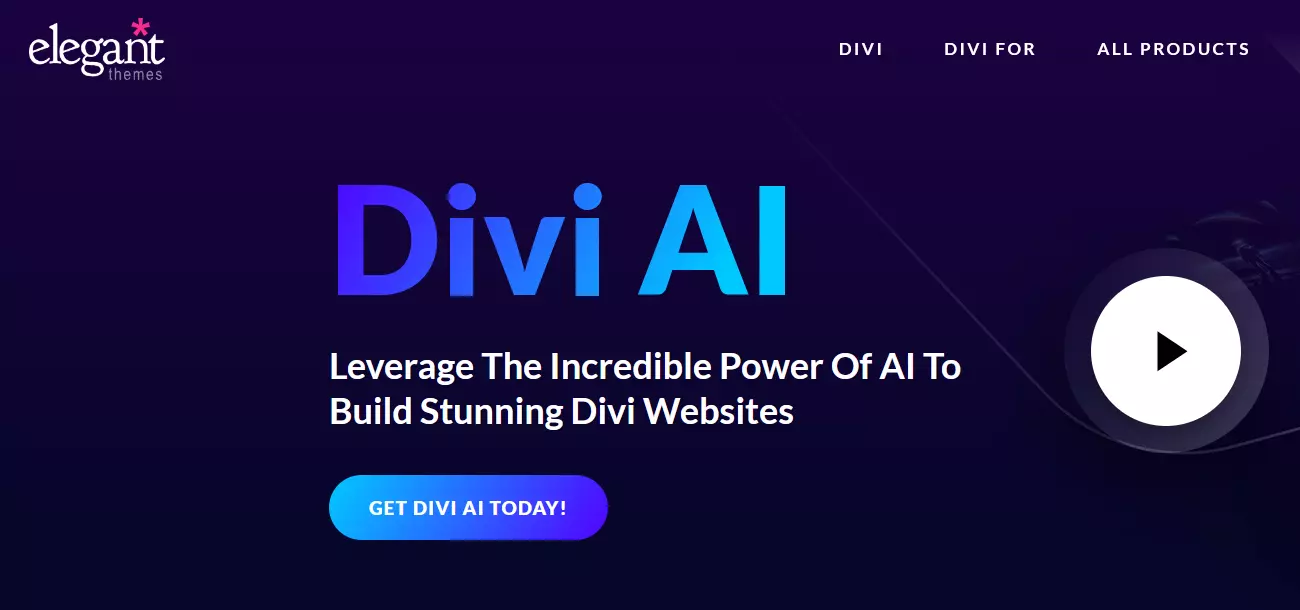 Screenshot of Divi AI website Image: Screenshot of Divi AI website