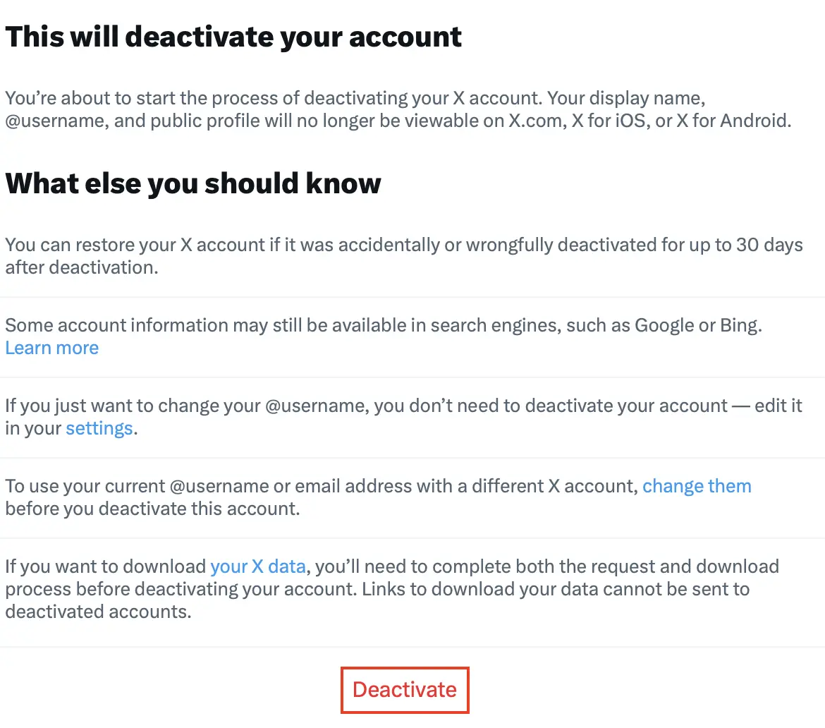 Image: Twitter: Account deaktivieren