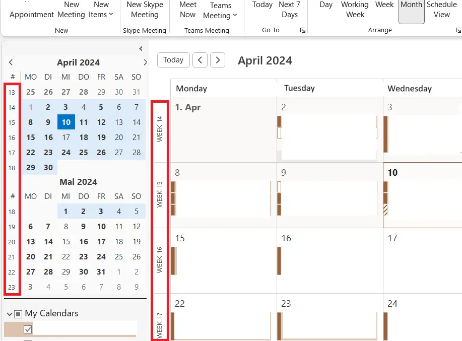 Outlook calendar view Image: Outlook calendar view