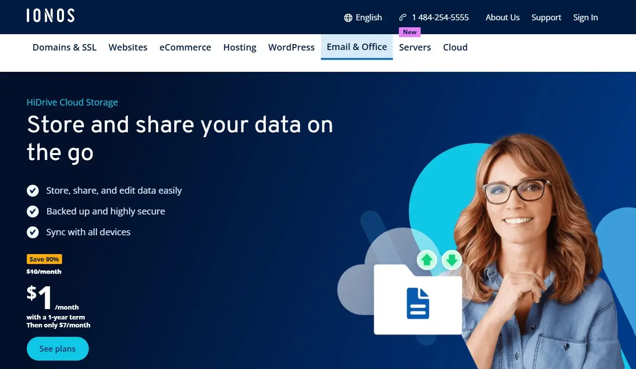 Image: Screenshot of IONOS HiDrive cloud storage