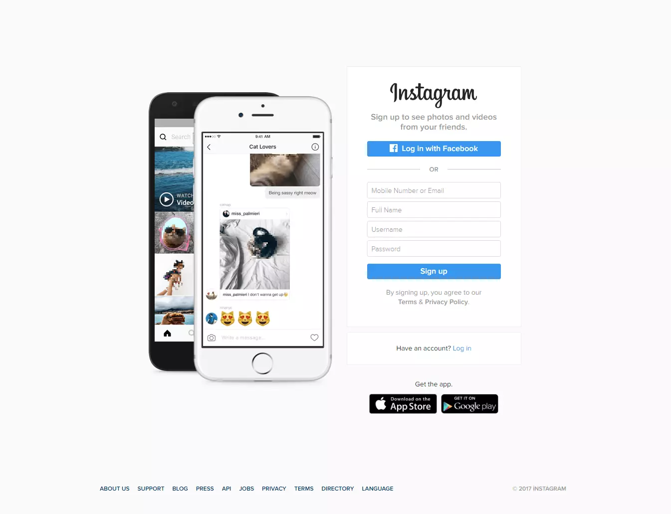 Image: Web version of Instagram